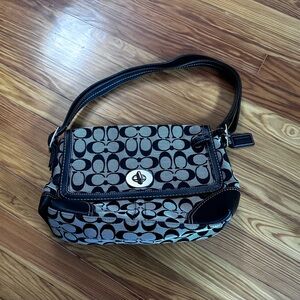 Coach Black and Gray Signature Shoulder Bag